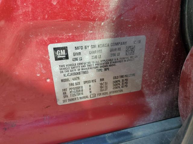 KL4CJASB0KB779853 - 2019 BUICK ENCORE PREFERRED წითელი ფოტო 13