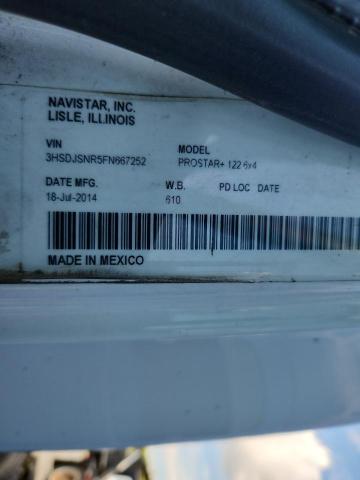 3HSDJSNR5FN667252 - 2015 INTERNATIONAL PROSTAR WHITE photo 10