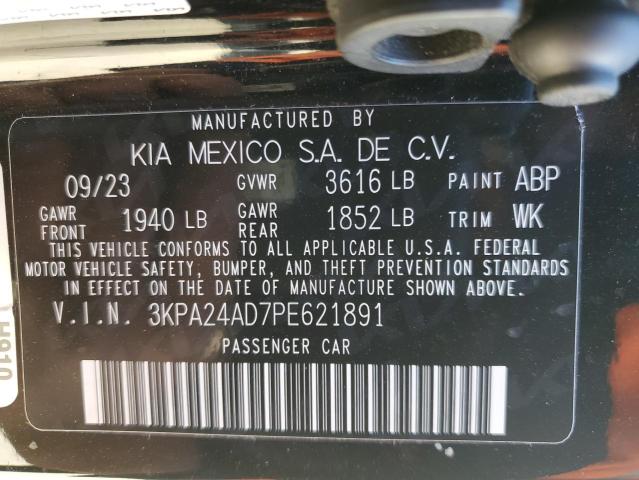 3KPA24AD7PE621891 - 2023 KIA RIO LX BLACK photo 12
