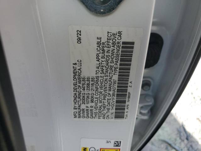 1HGCV1F38NA077997 - 2022 HONDA ACCORD SPORT WHITE photo 12