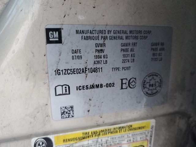 1G1ZC5E02AF104811 - 2010 CHEVROLET MALIBU 1LT Бежевый фото 12