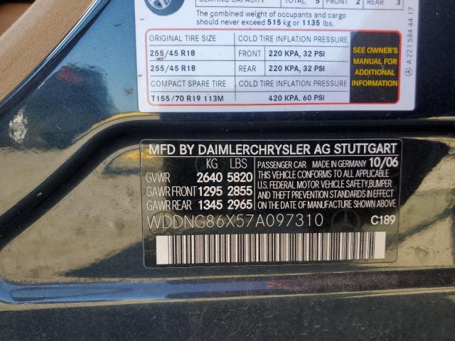 WDDNG86X57A097310 - 2007 MERCEDES-BENZ S 550 4MATIC BLACK photo 12