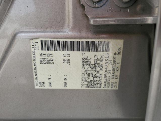 1N4AL2AP5CN475515 - 2012 NISSAN ALTIMA BASE GOLD photo 12