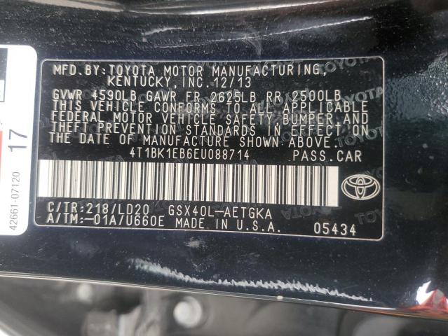 4T1BK1EB6EU088714 - 2014 TOYOTA AVALON BASE შავი ფოტო 12