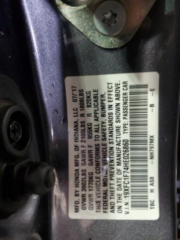 19XFC1F74HE026860 - 2017 HONDA CIVIC EXL GRAY photo 12