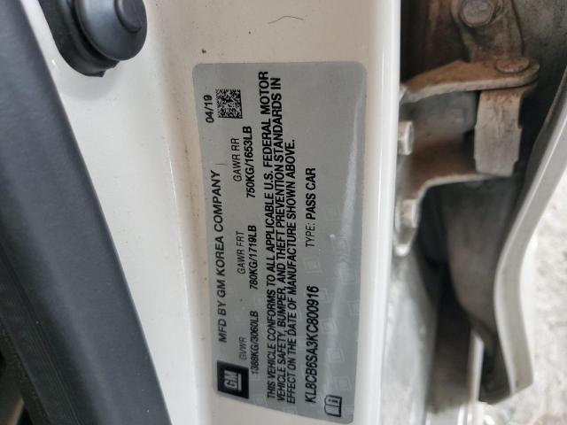 KL8CB6SA3KC800916 - 2019 CHEVROLET SPARK LS 奶油色 照片 12