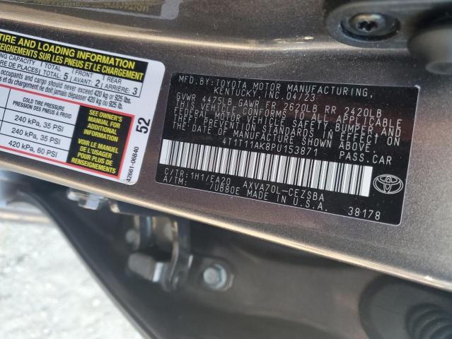 4T1T11AK8PU153871 - 2023 TOYOTA CAMRY SE NIGHT SHADE GRAY photo 12