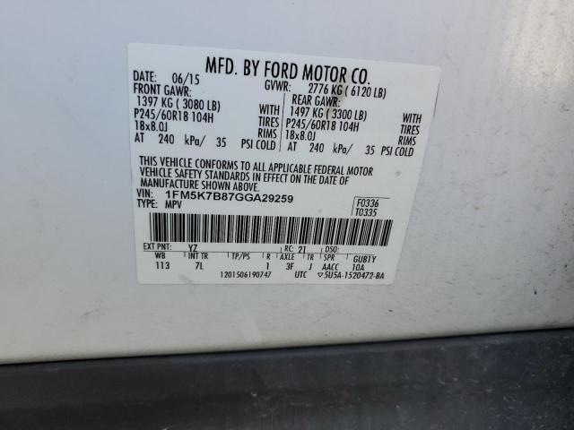 1FM5K7B87GGA29259 - 2016 FORD EXPLORER Ağ foto 13