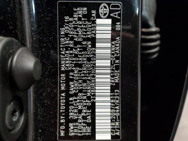 2T1BURHE2HC760739 - 2017 TOYOTA COROLLA L BLACK photo 13