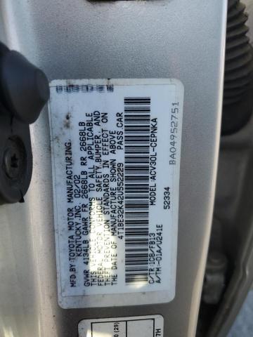 4T1BE32K42U552229 - 2002 TOYOTA CAMRY LE SILVER photo 12