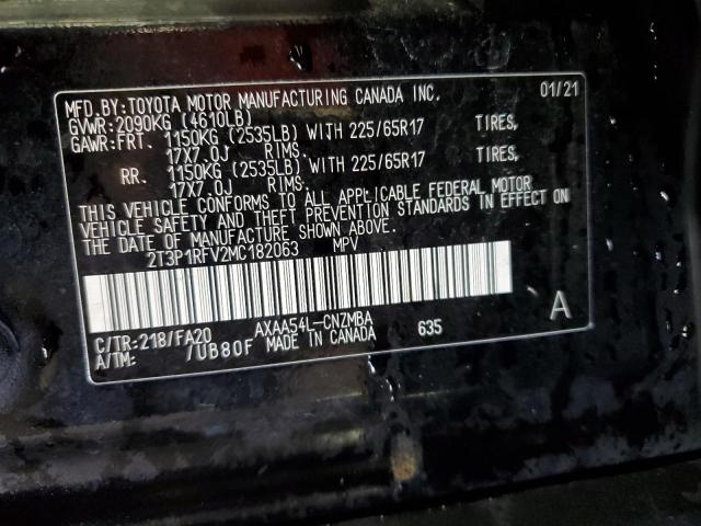 2T3P1RFV2MC182063 - 2021 TOYOTA RAV4 XLE BLACK photo 13