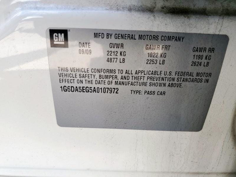 1G6DA5EG5A0107972 - 2010 CADILLAC CTS WHITE photo 12