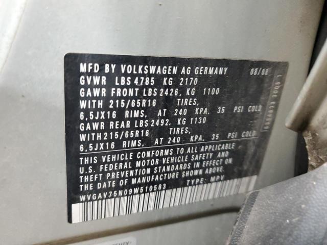 WVGAV75N09W510583 - 2009 VOLKSWAGEN TIGUAN S SILVER photo 13