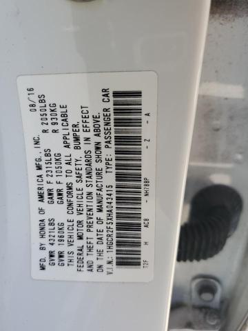 1HGCR2F5XHA043415 - 2017 HONDA ACCORD SPORT თეთრი ფოტო 12