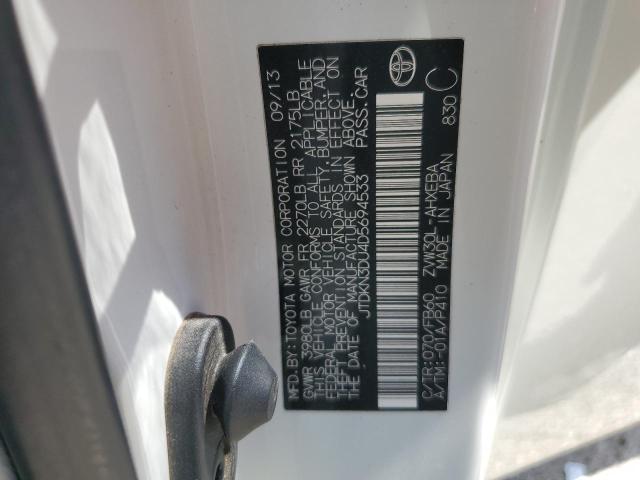 JTDKN3DU4D5694533 - 2013 TOYOTA PRIUS თეთრი ფოტო 12