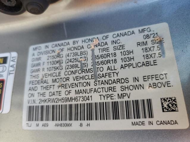 2HKRW2H59MH673041 - 2021 HONDA CR-V EX SILVER photo 13