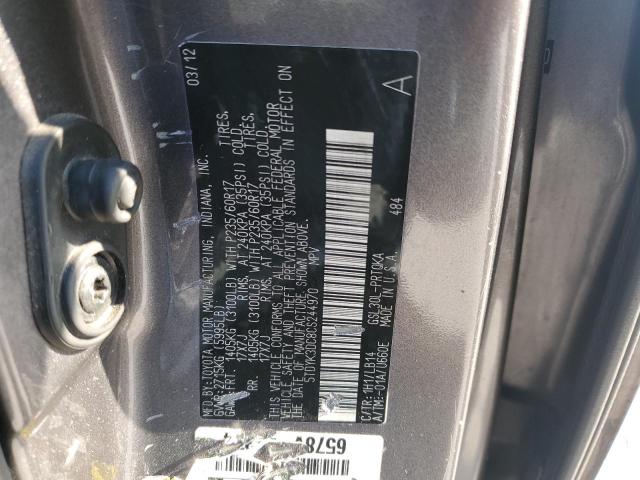 5TDYK3DC8CS244970 - 2012 TOYOTA SIENNA XLE GRAY photo 13