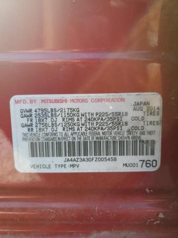 JA4AZ3A30FZ005458 - 2015 MITSUBISHI OUTLANDER SE 红色 照片 12