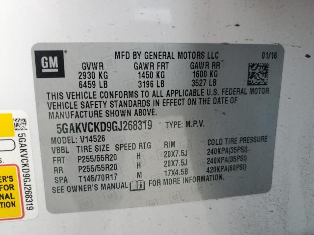 5GAKVCKD9GJ268319 - 2016 BUICK ENCLAVE Ağ foto 13