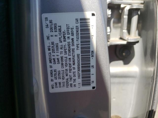 1HGCP368X9A042482 - 2009 HONDA ACCORD EXL SILVER photo 13