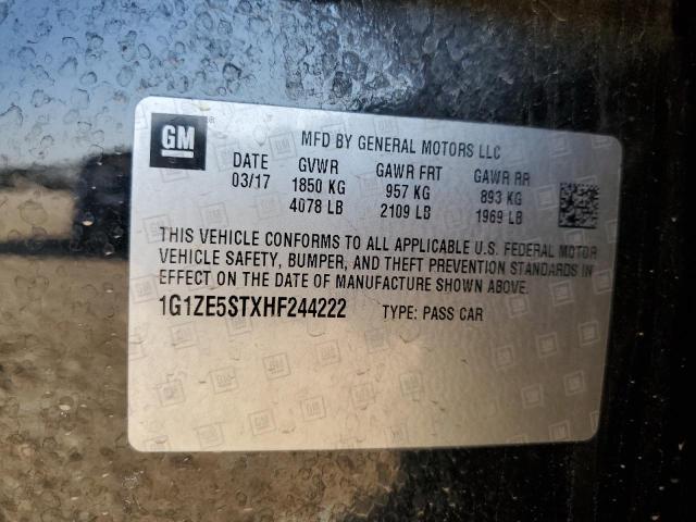 1G1ZE5STXHF244222 - 2017 CHEVROLET MALIBU LT BLACK photo 13