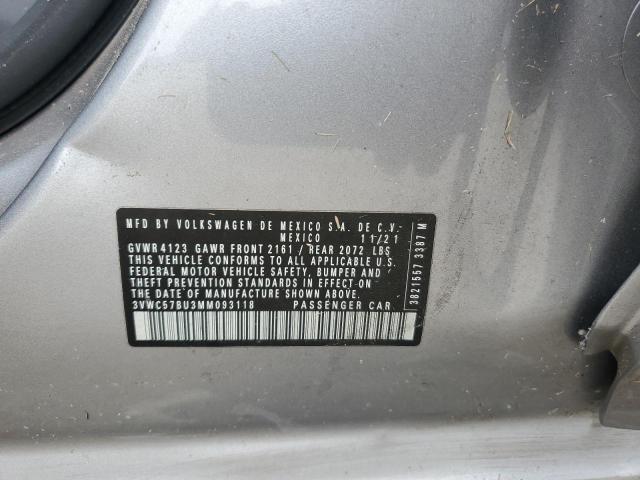 3VWC57BU3MM093118 - 2021 VOLKSWAGEN JETTA S ვერცხლისფერი ფოტო 12