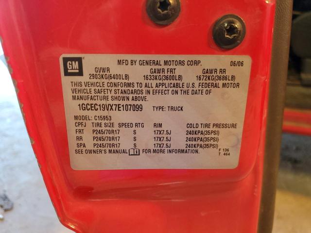 1GCEC19VX7E107099 - 2007 CHEVROLET SILVERADO C1500 CLASSIC Qırmızı foto 12