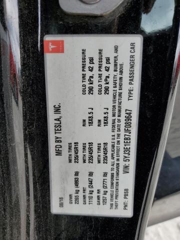 5YJ3E1EB7JF089647 - 2018 TESLA MODEL 3 黑色 照片 12