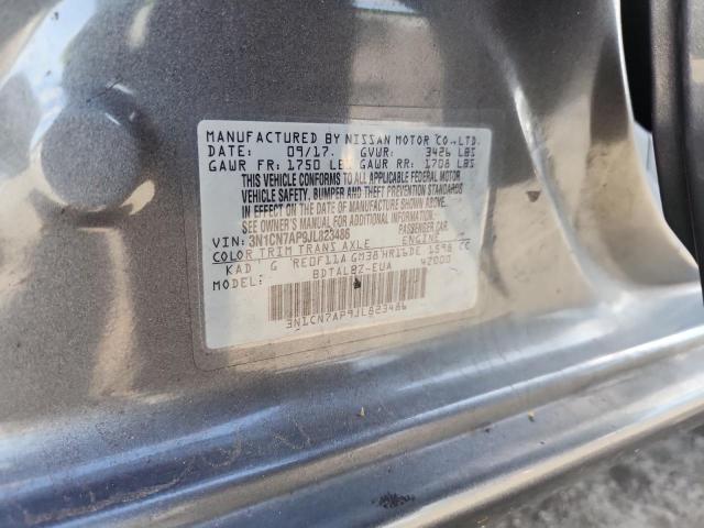 3N1CN7AP9JL823486 - 2018 NISSAN VERSA S 灰色 照片 12