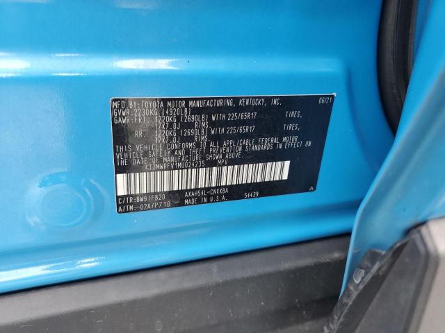 4T3MWRFV1MU024235 - 2021 TOYOTA RAV4 LE BLUE photo 13