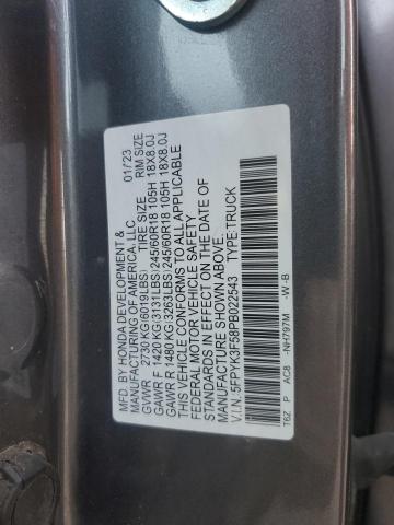 5FPYK3F58PB022543 - 2023 HONDA RIDGELINE RTL GRAY photo 12