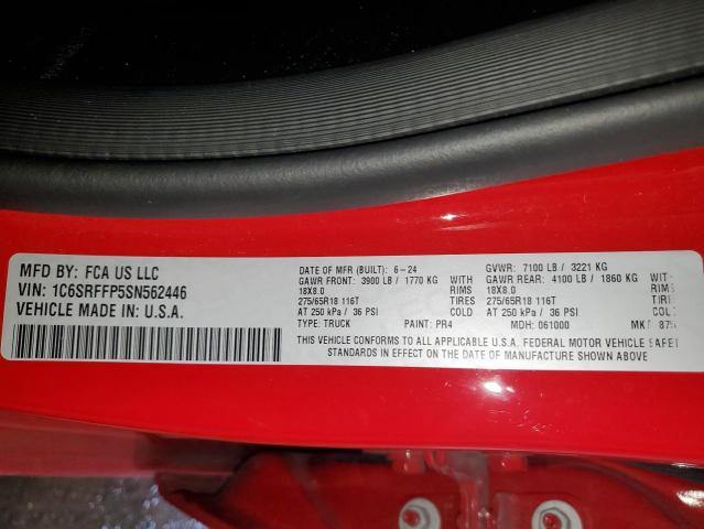 1C6SRFFP5SN562446 - 2025 RAM 1500 BIG HORN/LONE STAR RED photo 12