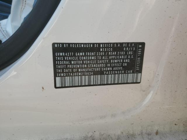 3VWD17AJ0EM218634 - 2014 VOLKSWAGEN JETTA SE WHITE photo 12