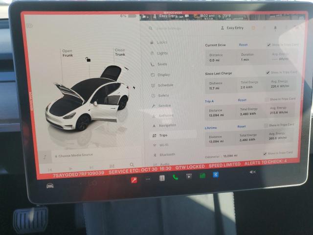 7SAYGDED7RF109039 - 2024 TESLA MODEL Y WHITE photo 9