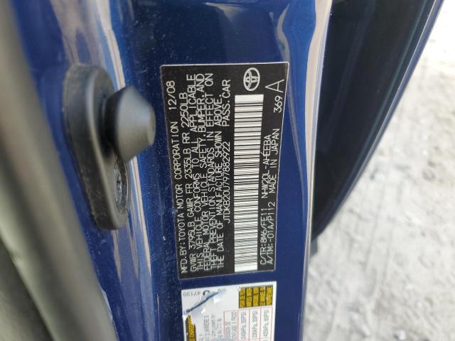 JTDKB20U797882922 - 2009 TOYOTA PRIUS BLUE photo 13