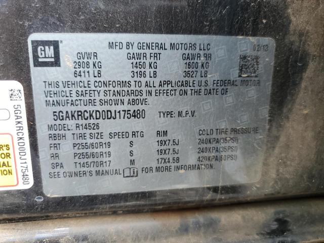 5GAKRCKD0DJ175480 - 2013 BUICK ENCLAVE BROWN photo 13