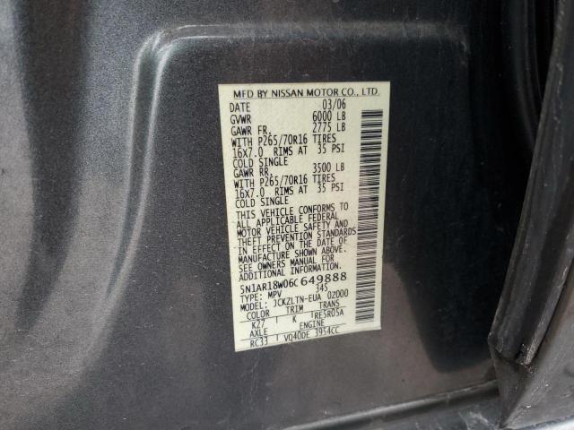 5N1AR18W06C649888 - 2006 NISSAN PATHFINDER LE GRAY photo 13