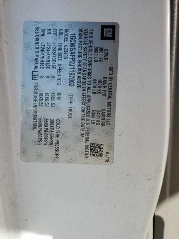 1GCWGAFP2J1197863 - 2018 CHEVROLET EXPRESS WHITE photo 10