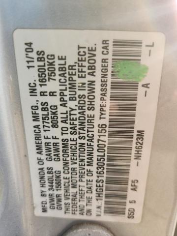 1HGES16305L007156 - 2005 HONDA CIVIC DX VP TAN photo 13