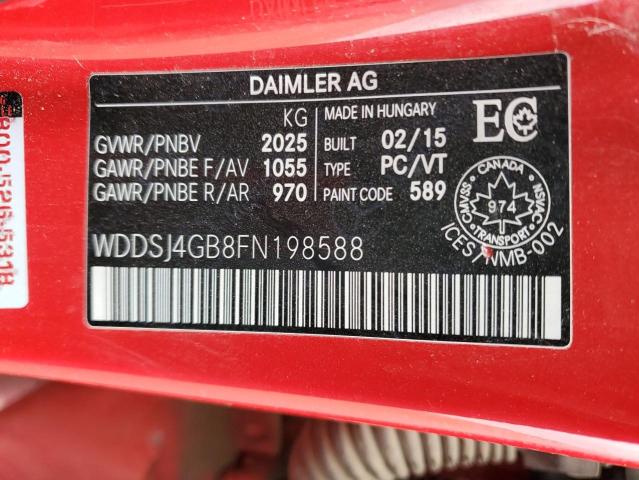 WDDSJ4GB8FN198588 - 2015 MERCEDES-BENZ CLA 250 4MATIC RED photo 12