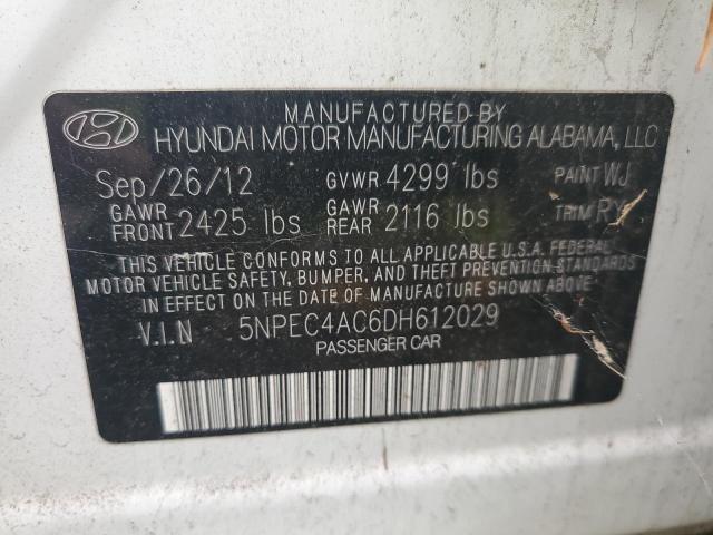 5NPEC4AC6DH612029 - 2013 HYUNDAI SONATA SE WHITE photo 12