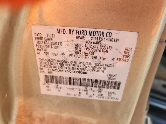 1FMCU0E76CKB38380 - 2012 FORD ESCAPE LIMITED GOLD photo 13