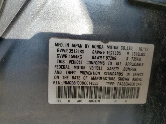 JHMGE8H33DC014555 - 2013 HONDA FIT GRAY photo 12
