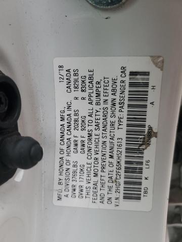 2HGFC2F65KH521613 - 2019 HONDA CIVIC LX Weiß Foto 13