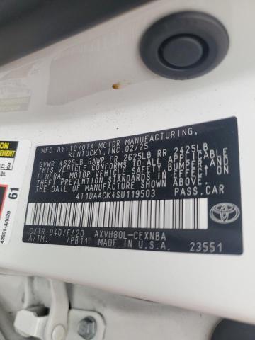 4T1DAACK4SU119503 - 2025 TOYOTA CAMRY XSE WHITE photo 13