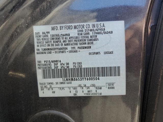 1LNHM86S3YY600504 - 2000 LINCOLN LS Siyah fotoğraf 12