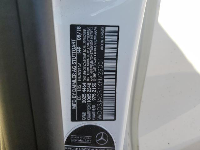 WDDSJ4GB1KN729351 - 2019 MERCEDES-BENZ CLA 250 4MATIC WHITE photo 12