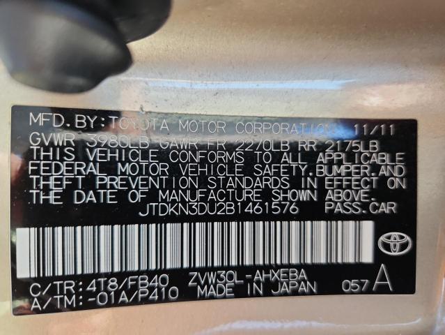 JTDKN3DU2B1461576 - 2011 TOYOTA PRIUS 金色 照片 12