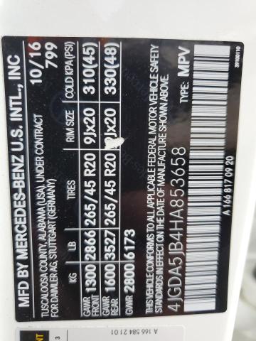 4JGDA5JB4HA853658 - 2017 MERCEDES-BENZ GLE 350 თეთრი ფოტო 13