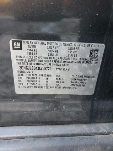 3GNCJLSB1JL208779 - 2018 CHEVROLET TRAX 1LT 黑色 照片 13